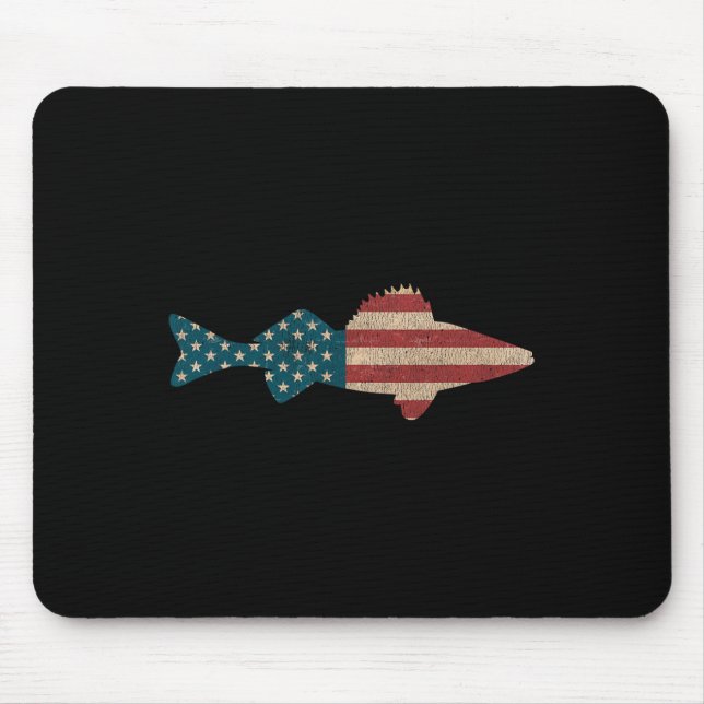 Tapis De Souris Walleye Fishing Drapeau américain Sauger Angling (Devant)
