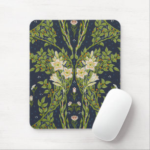 Tapis De Souris Walter Crane Vintage Navy motif Lily blanc