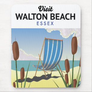 Tapis De Souris Walton Beach, Essex Affiche de voyage en bord de m