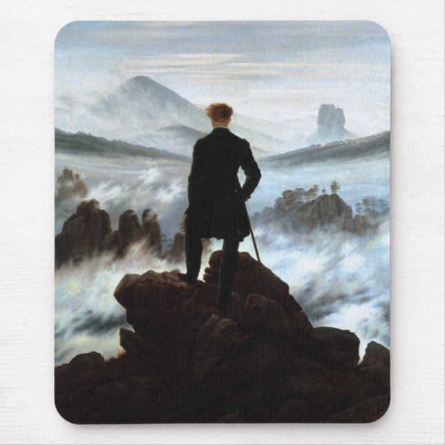 Tapis De Souris Wanderer au-dessus de la mer de brouillard par Fri (Devant)