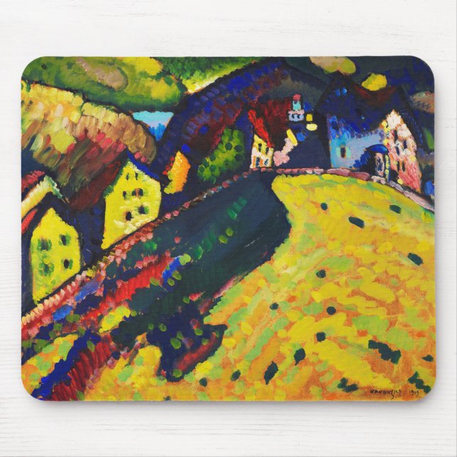 Tapis De Souris Wassily Kandinsky. Maisons à Murnau. Expressionnis (Devant)