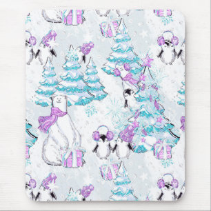 Tapis De Souris Watercolor Cute Polar Bear and Penguin Friends