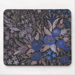 Tapis De Souris Watercolor floral small flowers navy roses