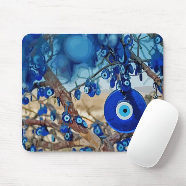 Tapis De Souris Watercolor of Tree Decorated with Nazars (Avec souris)