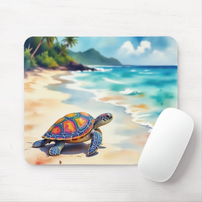 Tapis De Souris Watercolor Sea Turtle (Avec souris)