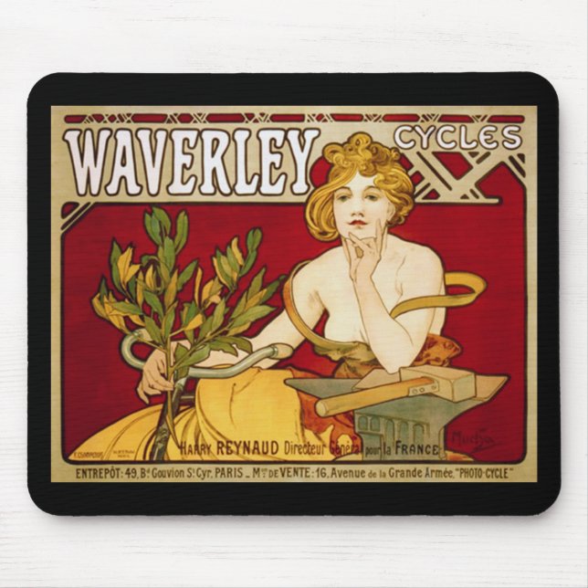 Tapis De Souris Waverley fait un cycle - art Nouveau - Alphonse (Devant)
