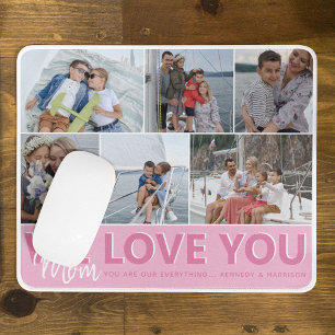 Tapis De Souris 'We Love You' Maman Photo Collage   Personnalisé