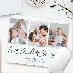 Tapis De Souris We Love You Modern Heart Script Photo Collage