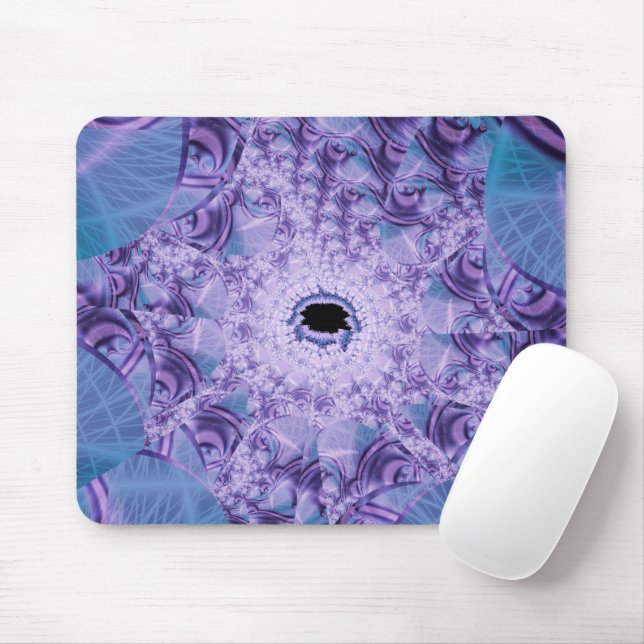 Tapis De Souris Web | Violet et bleu Fractal Art (Avec souris)