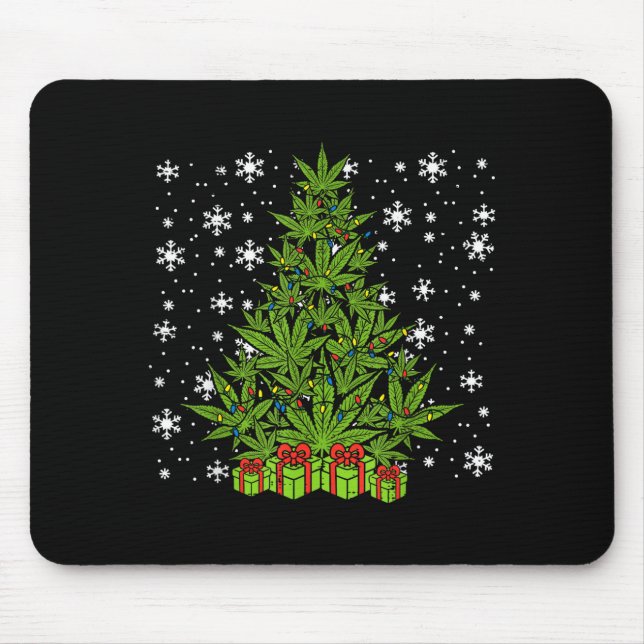 Tapis De Souris Weed Christmas Tree Funny Xmas T Men Women  (Devant)