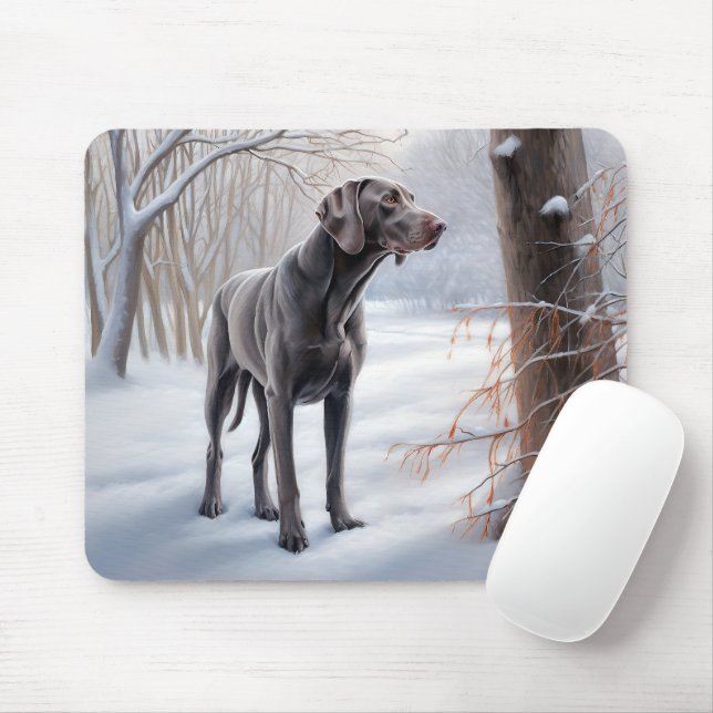 Tapis De Souris Weimaraner Laisser Neige Noël (Avec souris)