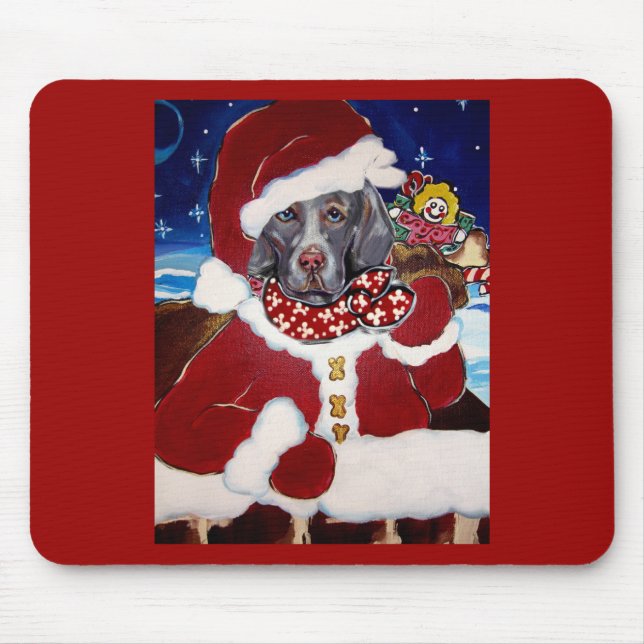 Tapis De Souris Weimaraner Père Noël (Devant)