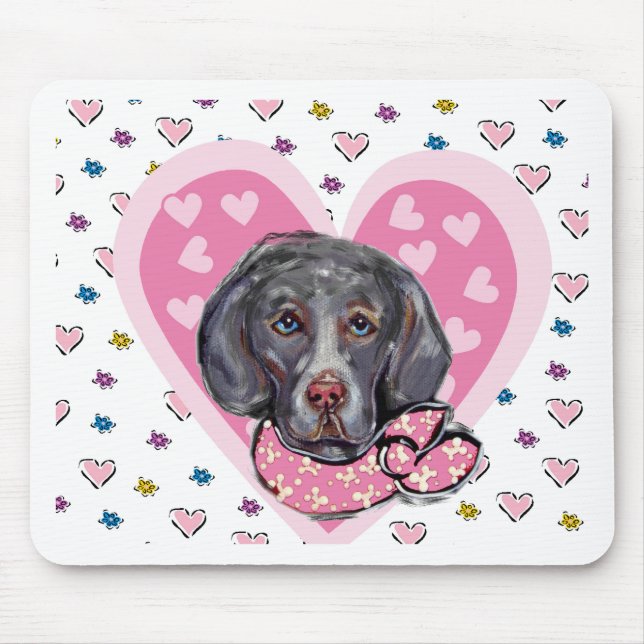 Tapis De Souris Weimaraner Valentine (Devant)