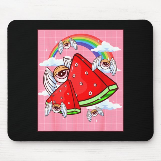 Tapis De Souris Weirore Aesthetic Kawaii Watermelon Eyes Winged Ey (Devant)