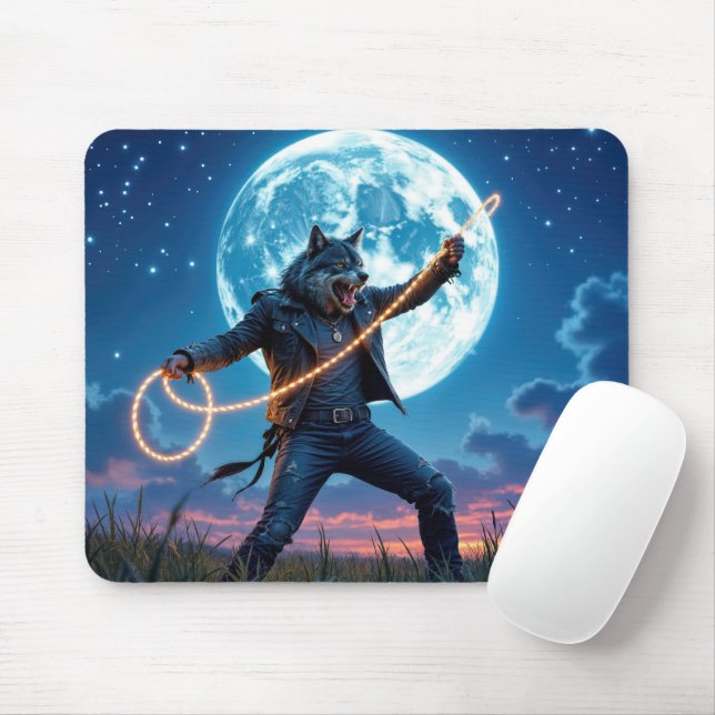Tapis De Souris Werewolf Lassoing the Moon (Avec souris)