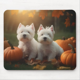 Tapis De Souris West Highland White Terrier Chiot Citrouille d'aut