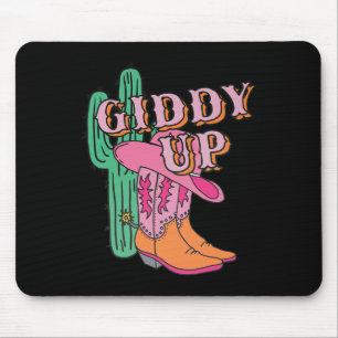 Tapis De Souris Western Texas Giddy Up Cowboy Boots Cactus