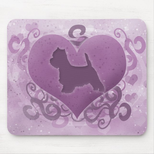 Tapis De Souris Westie pourpre Valentine (Devant)