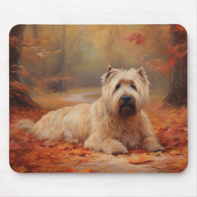 Tapis De Souris Wheaten Terrier dans les feuilles d'automne automn (Devant)