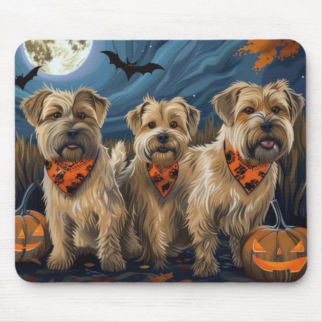 Tapis De Souris Wheaten Terrier Halloween Éffrayant (Devant)