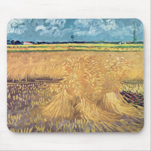 Tapis De Souris Wheatfield de Vincent van Gogh   avec des gerbes,