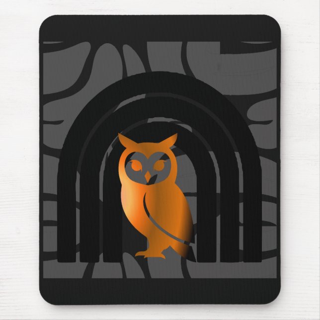 Tapis De Souris Whimsical Boho Owl & Tropical Monstera Leaf (Devant)