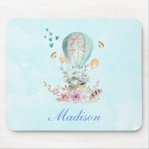 Tapis De Souris Whimsical Bunny Riding in a Hot Air Balloon