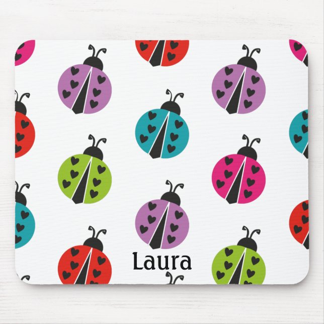 Tapis De Souris Whimsical coloré Ladybug personnalisé (Devant)