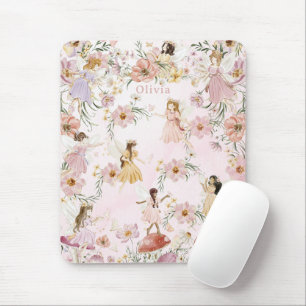 Tapis De Souris Whimsical Cute Fairy Fleur sauvage Garden Meadow
