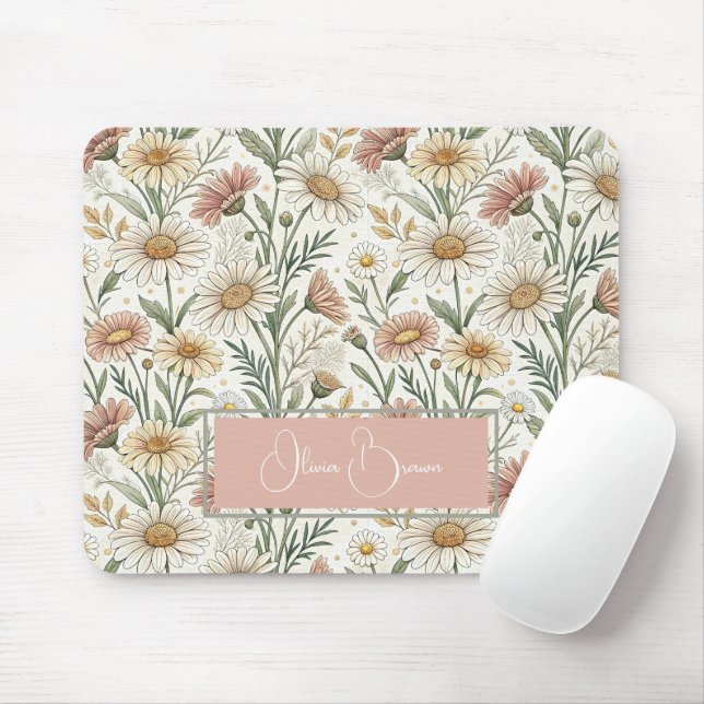 Tapis De Souris Whimsical Daisy Garden Aesthetic Custom (Avec souris)