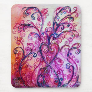 Tapis De Souris WHIMSICAL FLOURISHES bright pink purple white