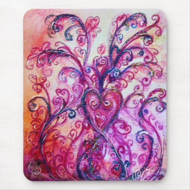 Tapis De Souris WHIMSICAL FLOURISHES bright pink purple white (Devant)