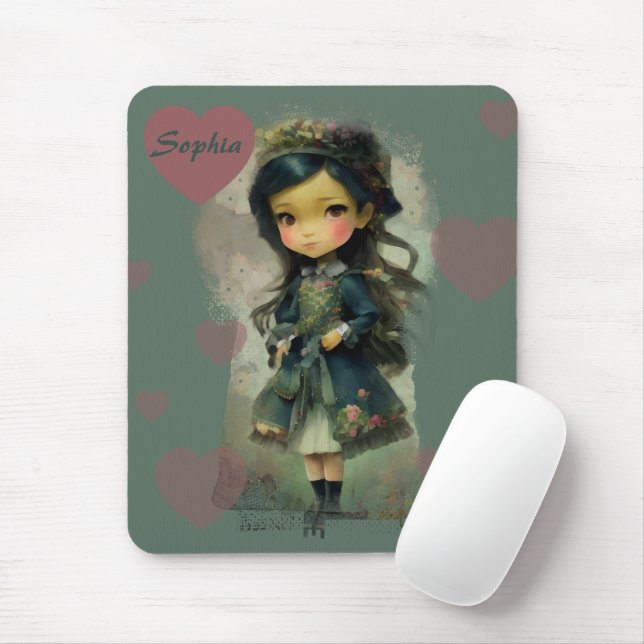 Tapis De Souris Whimsical Kawaii Fairy Tale Girl (Avec souris)