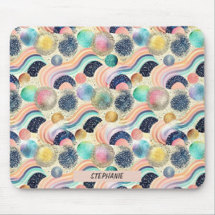 Tapis De Souris Whimsical Pastel Rainbow Waves & Parties scintilla