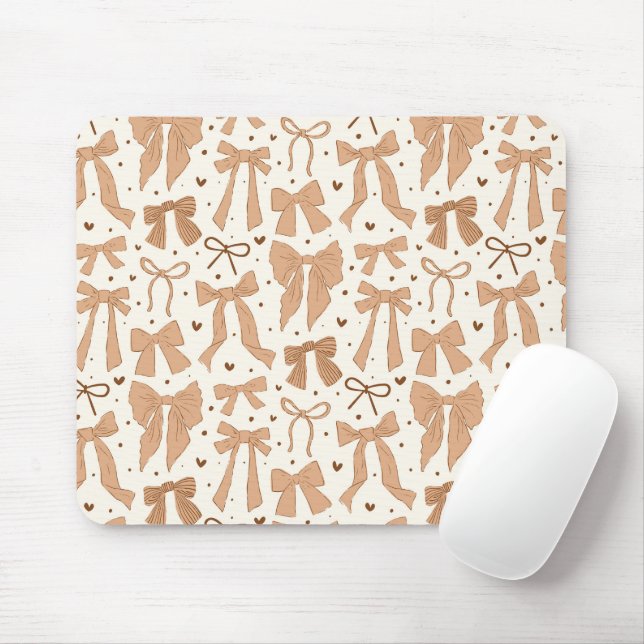 Tapis De Souris Whimsical Terracotta Bows Motif (Avec souris)