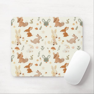 Tapis De Souris Whimsical Woodland Forest Animaux Motif de verdure