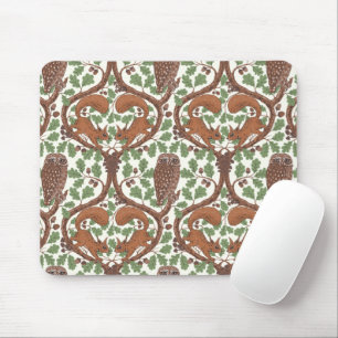Tapis De Souris Whispers/Chouettes et écureuils des bois dans le c