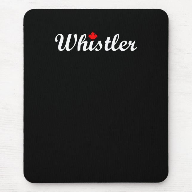 Tapis De Souris Whistler Canada Script Texte Maple Leaf Dark (Devant)