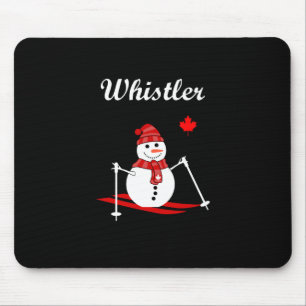 Tapis De Souris Whistler Canada Ski Snowman et Red Maple Leaf