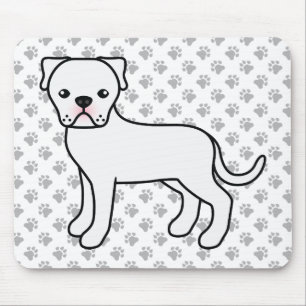 Tapis De Souris White American Bulldog Cute Cartoon Dog