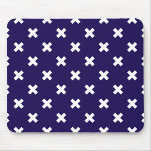 Tapis De Souris White cross stitches on navy blue