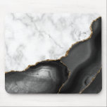 Tapis De Souris White Marble Gilded Black Agate<br><div class="desc">Elegant white marble and black agate gilded with faux gold glitter combine in this luxurious design.</div>