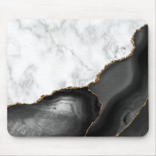 Tapis De Souris White Marble Gilded Black Agate