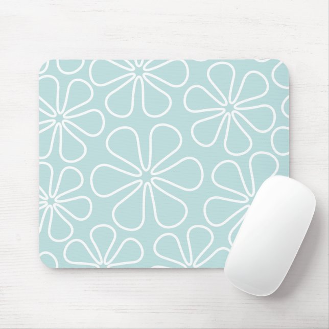 Tapis De Souris White on Duck Egg Blue (Avec souris)