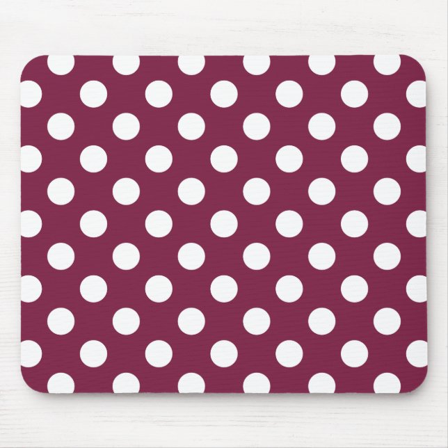 Tapis De Souris White polka dots on burgundy (Devant)