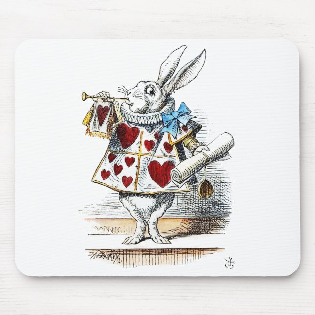 Tapis De Souris White Rabbit Alice Wonderland Hearts (Devant)