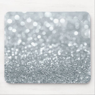 Tapis De Souris White Silver Parties scintillant Bokeh Glam tendan