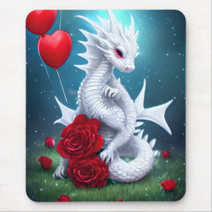 Tapis De Souris White Valentine Love Dragon