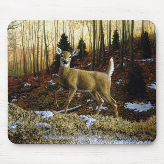 Tapis De Souris Whitetail Deer Doe dans la forêt d'automne (Devant)