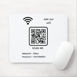 Tapis De Souris WiFi QR Code Scan Me Rejoignez Notre Mot De Passe 